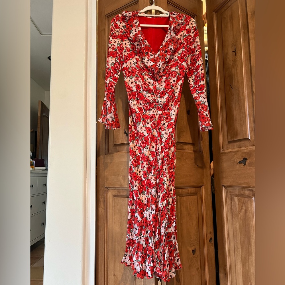RIXO London Red Multi Floral Dress XS